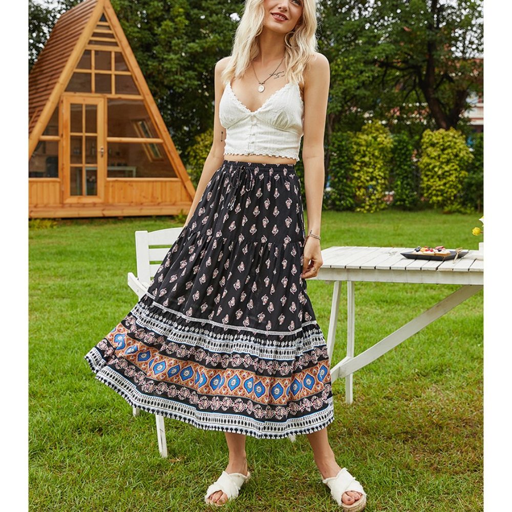 NWT Boho Black Peasant Skirt
